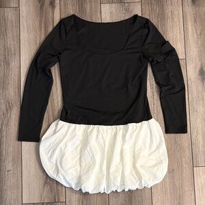 Black/White Long Sleeve Bubble Dress